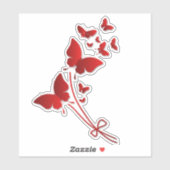 Red Bouquet Butterfly Sticker (Blatt)