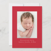 Red Bow 2 Foto Holiday Birth Ankündigung (Rückseite)