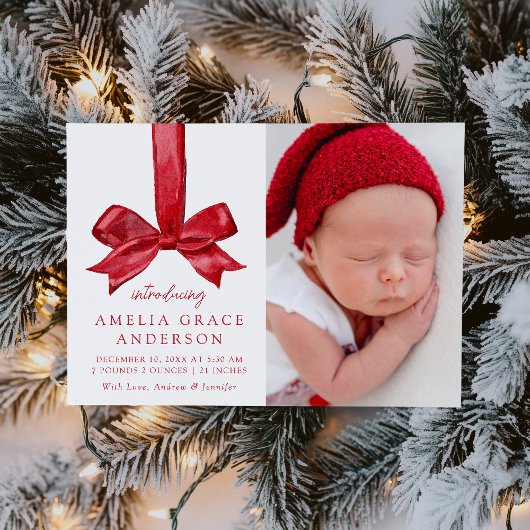 Red Bow 4 Foto Urlaub Geburt Ankündigung