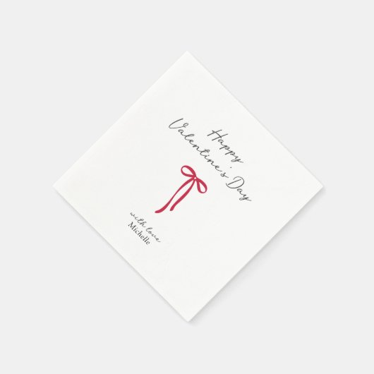 Red Bow am weißen Valentinstag Serviette (Ecke)