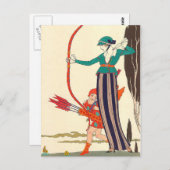 Red Bow Amustion von George Barbier Postkarte (Vorne/Hinten)