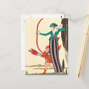 Red Bow Amustion von George Barbier Postkarte