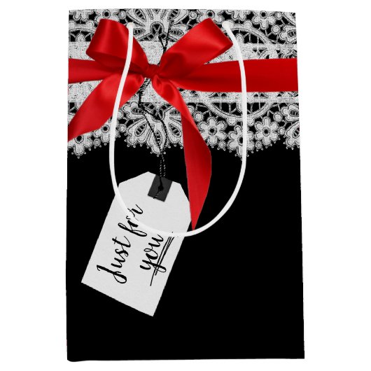 Red Bow an der Spitze Mittlere Geschenktüte (Vorderseite)