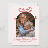 Red Bow Arch Frame Valentine’s Day Photo Card Einladung (Vorderseite)