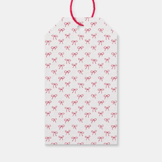 Red Bow auf den weißen bg Valentine's Day Geschenk Geschenkanhänger (Rückseite)
