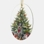 Red Bow Australian Cattle Dog Weihnachten Keramik Ornament (Links)