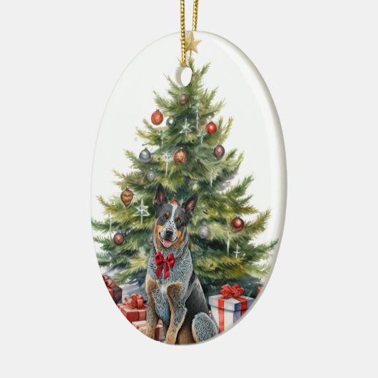 Red Bow Australian Cattle Dog Weihnachten Keramik Ornament (Links)