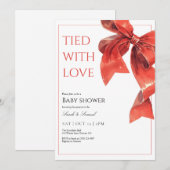 Red Bow Baby Dusche Einladung mit Liebe verbunden (Vorne/Hinten)