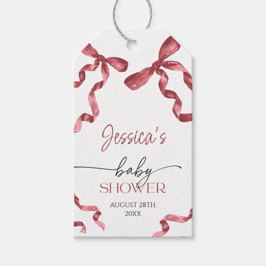 Red Bow Baby Dusche Geschenkanhänger (Vorderseite)