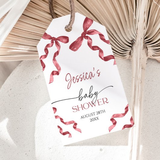 Red Bow Baby Dusche Geschenkanhänger
