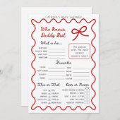 Red Bow Baby Shower - Bearbeitbarer Name, 12x18 Ei Einladung (Vorne/Hinten)
