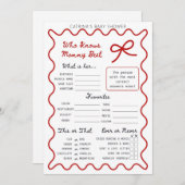 Red Bow Baby Shower - Bearbeitbarer Name, 12x18 Ei Einladung (Vorne/Hinten)