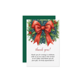 Red Bow Baby Shower Christmas Brunch Dankeskarte