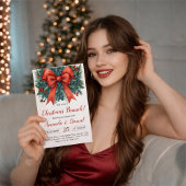 Red Bow Baby Shower Christmas Brunch Einladung