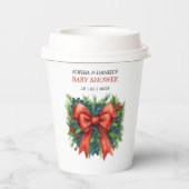 Red Bow Baby Shower Christmas Brunch Pappbecher (Rückseite)