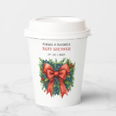 Red Bow Baby Shower Christmas Brunch Pappbecher (Vorderseite)