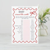Red Bow Baby Shower - Editable Name, 5x7 Einladung (Stehend Vorderseite)