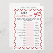 Red Bow Baby Shower - Editable Name, 5x7 Einladung (Vorne/Hinten)