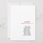 Red Bow Baby Shower - Editable Name, 5x7 Einladung (Rückseite)