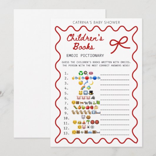 Red Bow Baby Shower - Editable Name, 5x7 Einladung (Vorne/Hinten)