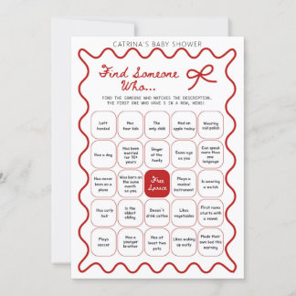 Red Bow Baby Shower - Editable Name, 5x7 Invitatio Einladung