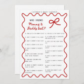 Red Bow Baby Shower - Editable Name, 5x7 Invitatio Einladung (Vorne/Hinten)