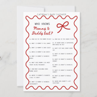 Red Bow Baby Shower - Editable Name, 5x7 Invitatio Einladung