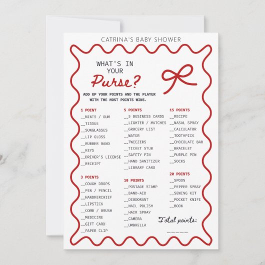 Red Bow Baby Shower - Editable Name, 5x7 Invitatio Einladung (Vorderseite)