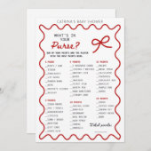 Red Bow Baby Shower - Editable Name, 5x7 Invitatio Einladung (Vorne/Hinten)