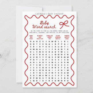 Red Bow Baby Shower - Editable Name, 5x7 Invitatio Einladung