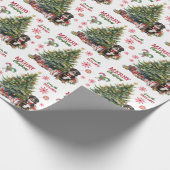 Red Bow Bernese Mountain Dog Holiday Tree Geschenkpapier (Ecke)