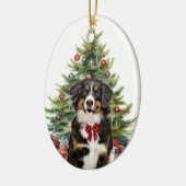 Red Bow Bernese Mountain Dog Weihnachten Keramik Ornament (Links)