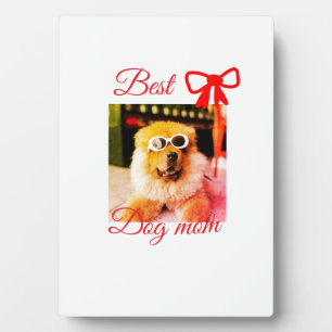 Red bow best dog Mom Papa Foto hund/pet name Fotoplatte
