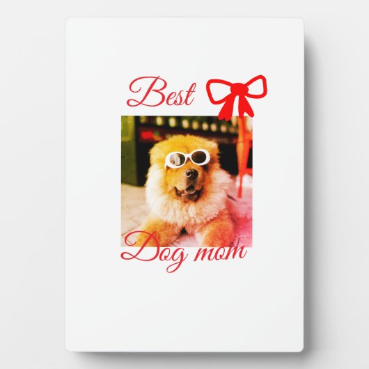 Red bow best dog Mom Papa Foto hund/pet name Fotoplatte (Vorderseite)