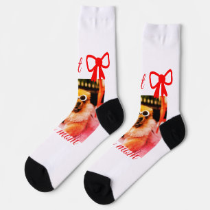Red bow best dog Mom Papa Foto hund/pet name Socken
