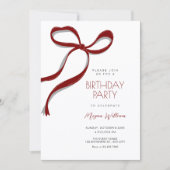 Red bow birthday einladung (Vorderseite)