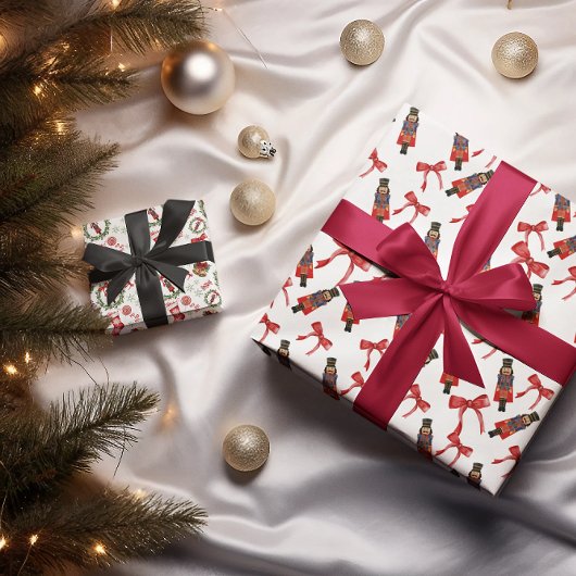 Red Bow Black Bow Holiday Weihnachtswrapper Geschenkpapier