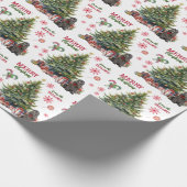 Red Bow Black Cocker Spaniel Dog Holiday Tree Geschenkpapier (Ecke)