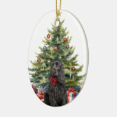 Red Bow Black Cocker Spaniel Dog Keramik Ornament (Links)