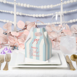 Red Bow & Blue Stripes Baby Shower Geschenkschachtel