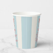 Red Bow & Blue Stripes Baby Shower Pappbecher (Rechts)