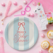 Red Bow & Blue Stripes Baby Shower Pappteller (Party)