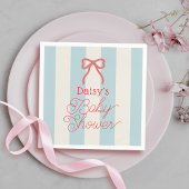 Red Bow & Blue Stripes Baby Shower Serviette