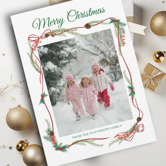 Red Bow Border -1 Foto Weihnachten