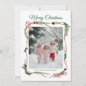 Red Bow Border -1 Foto Weihnachten (Vorderseite)