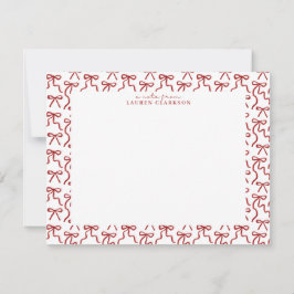 Red Bow Border Valentine's Day Note Card Einladung