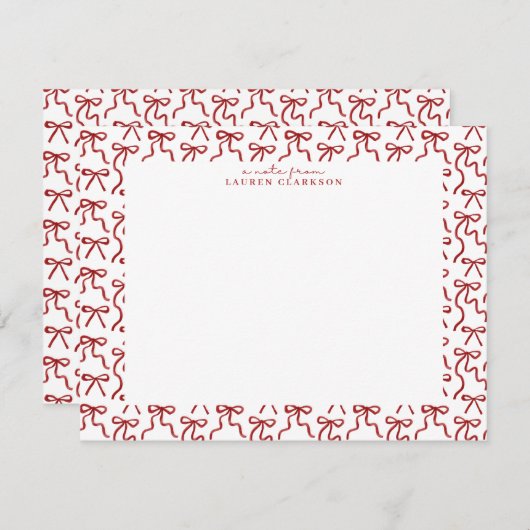Red Bow Border Valentine's Day Note Card Einladung (Vorne/Hinten)