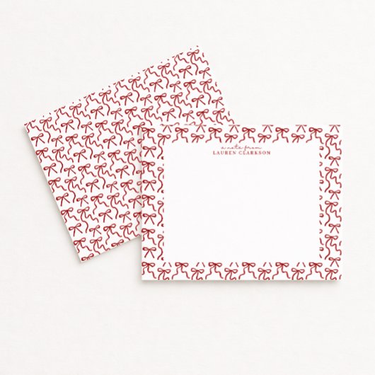 Red Bow Border Valentine's Day Note Card Einladung