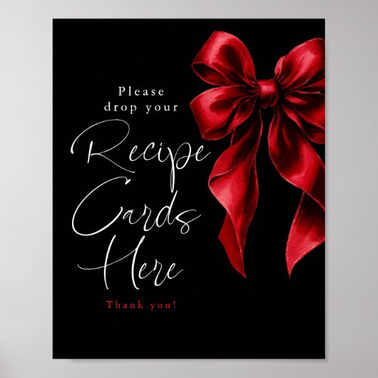 Red Bow Brautparty Signature für Rezeptkarten Poster (Vorne)