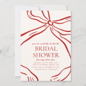 Red Bow Bridal Dusche Einladung (Vorderseite)
